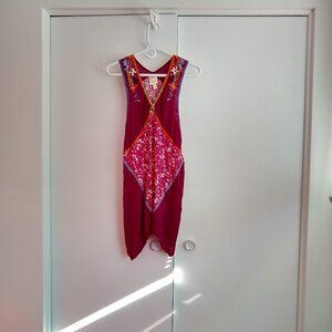 vintage 80s funky colorblock embroidered tunic